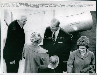 1964 Queen Elizabeth Prince Phillip Gov Georges Vanier Wirephoto 6x8