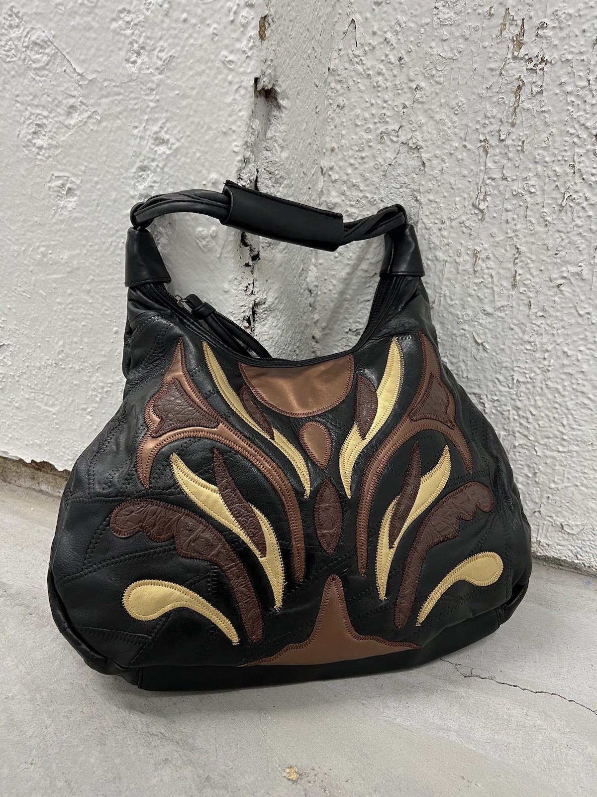 Goth Grunge Black Patchwork Handbag Isabella Fior… - image 1