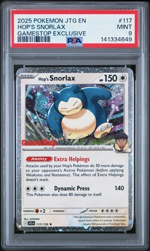 2025 POKEMON JTG EN-JOURNEY TOGETHER GAMESTOP EXCLUSIVE #117 HOP'S SNORLAX PSA 9