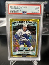 2019-20 O-Pee-Chee Platinum QUINN HUGHES Seismic Gold Rookie 30/50 PSA 9 MINT