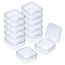 24Pcs Small Plastic Beads Storage Containers with Lids Square 2.2x2.17x0.79"