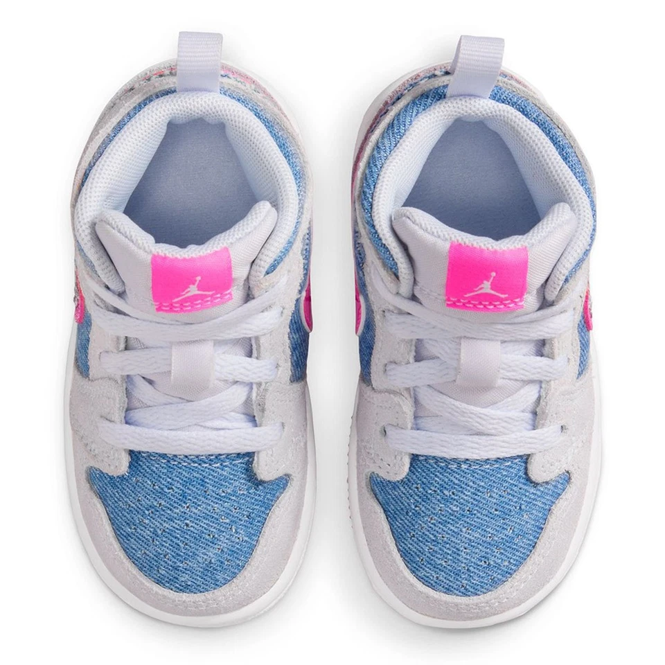 Toddler's Jordan 1 Mid SE "Denim Sequin" Cobalt Bliss/Pink Glow-White (HQ2000 - Image 4 of 4