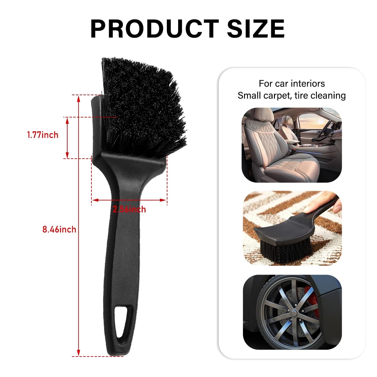 KVAEY Car Carpet Cleaning Brush, Wheel Hub Scrub Brush Floor Mat Cleaning Bru...