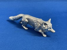 Fox Figurine Silver Plated Cast Metal with Fine Detail
