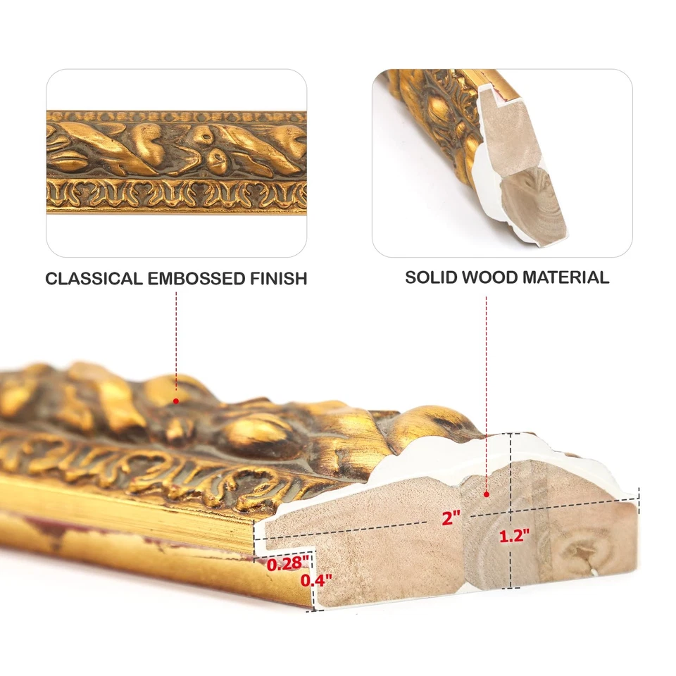 Деревянная рама для холщовых картин 16x20, отделанная золотая рама 16x20 для масляной боли... - Изображение 3 из 4