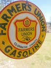 Vintage Porcelain Farmers Union Gasoline Co-Operative Strength Metal Sign 1961