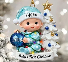 Custom Baby's First Christmas Ornament Personalized Acrylic Baby 2026 Decor