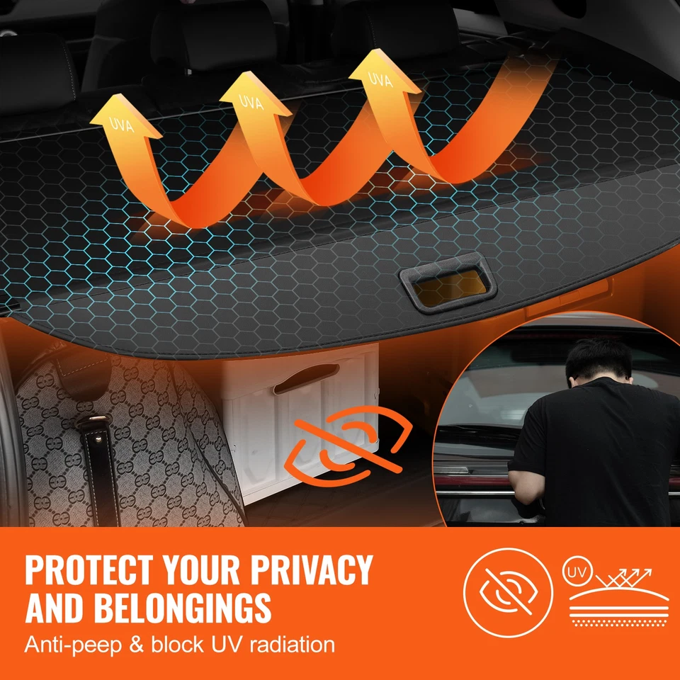 Retractable Trunk Cargo Cover for GMC Terrain + Chevrolet Equinox 2018-2024 - Image 3 of 4