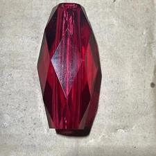 RED CRYSTAL FACETED BREAK THICK LAMP BODY PART CHANDELIER GLASS PRISM 3.5" TALL