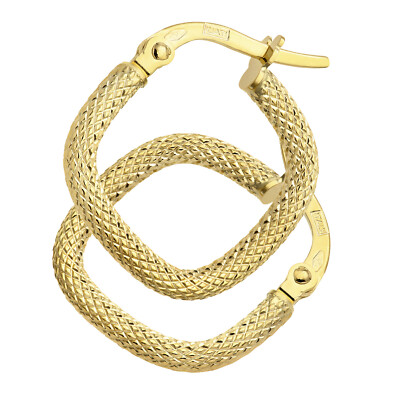 Massive quadratische Creolen 9 kt Gelbgold Diamantschliff 18 mm Made in Italy