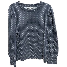 Loft size XL blue Swiss dot polyester cotton blend long sleeve top