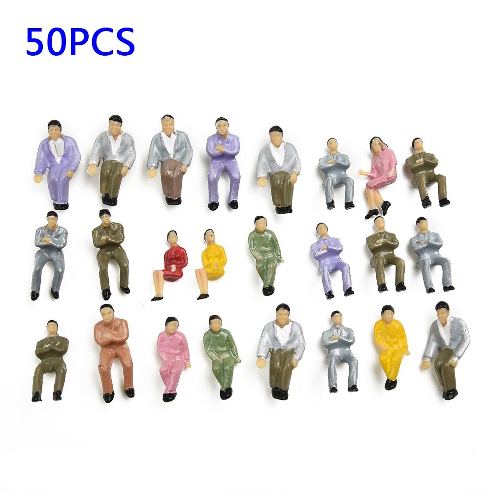 50Pcs Seated Painted Model People Figures Railway Sitting Passengers,1:50 Scale