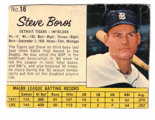 1962 Steve Boros #16