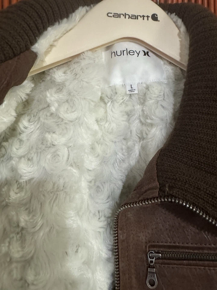 Chaleco de Cuero Hurley Marrón - Cremallera Cuello Tortuga - Otoño Mujer’s Talla Grande Foto 2 de 4