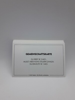 MONOPOLY ERSATZTEILE-16 GEMEINSCHAFTSKARTEN-8,5 X 5,5 CM-VON PARKER