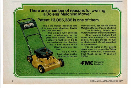 1977 Vintage Print Ad FMC There are number reasons owning Bolens Mulching Mower - Picture 2 of 2