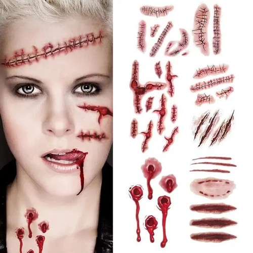Halloween Realistische Narbe Wasserdicht Temporäre Tattoo Aufkleber Horror