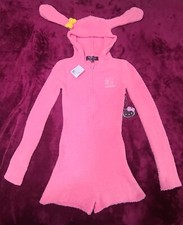 Hello Kitty My Melody Pajama Romper Ears Pink Adult Size Small Forever 21 NWT