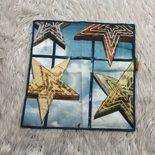 NWT Egara Retro Dessert Star Printed Pocket Square Silk Cotton 12" x 12"