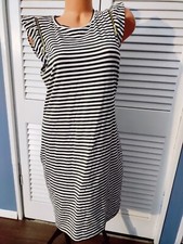 Michael Kors Dress Medium Cap Sleeve Stripe Zipper Cotton Blend