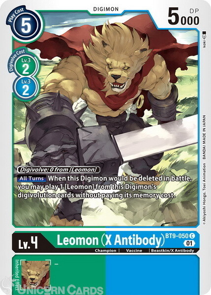 BT9-050 Leomon (X Antibody) Common Mint Digimon Card