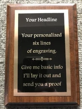 6"X 8" Employee of the Month/Safety/Sports or Custom Plaque Award-FREE Engraving