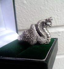 Vintage Large Sterling Silver COBRA Snake Ring c.1990s - size V