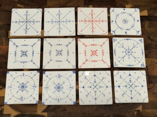 Vintage Ceramic Tiles Lot Of 12 Made In Denmark 2.75" x 2.75"