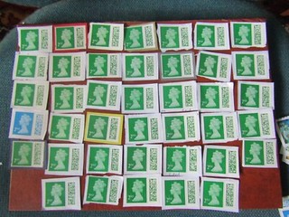 40 x UNFRANKED BARCODED 2nd CLASS STAMPS ON PAPER