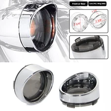 Turn Signal Lens Chrome Trim Ring Bezels Visor For Harley Parts Softail Dyna FXD