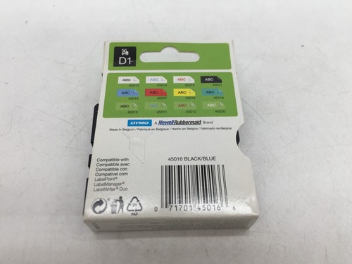 NEW Dymo D1 Label Cassette Black/Blue 1/2 X 23 45016 FREE S/H - Picture 2 of 3