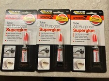 3 x Everbuild Stick 2 All purpose Superglue Clear Fast Setting 3g 