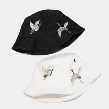 Retro Herren Stickerei Baumwolle Denim Eimer Hut Fischer Kappe Verpackbar Chic