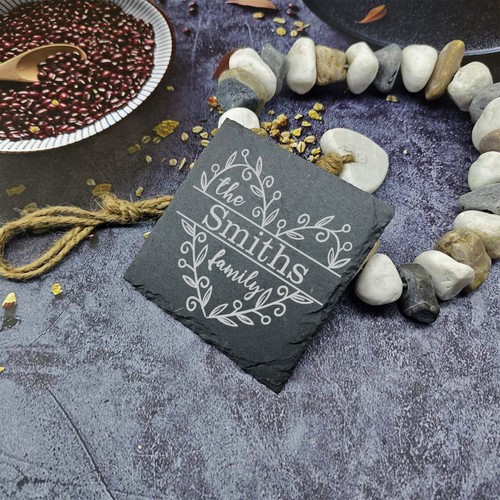 Personalised Family Heart Slate Coaster Birthday Christmas Gifts for Her Him - Picture 4 of 17