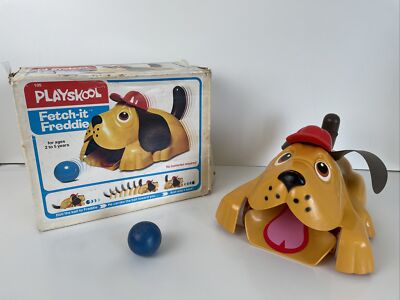 Vintage 1979 Playskool FETCH-IT-FREDDIE Hundespielzeug zum Abrufen verpackt bitte lesen