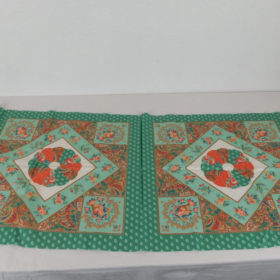 Museum Chintz Green Orange Pillow Panels VIP Cranston Print Works Floral Sewing - Image 2 of 4