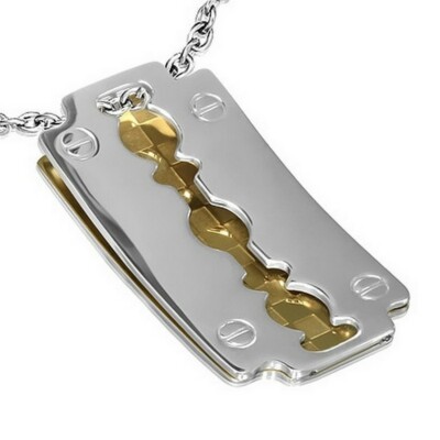 Stainless Steel Razor Blade Necklace Men's Stainless Steel Razor