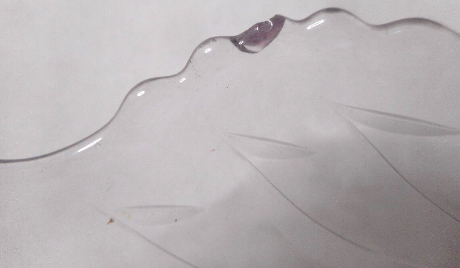 Etched Glass Candlestick Floral Arrangement Peg Insert Bobeche Topper Bowl 5 7/8