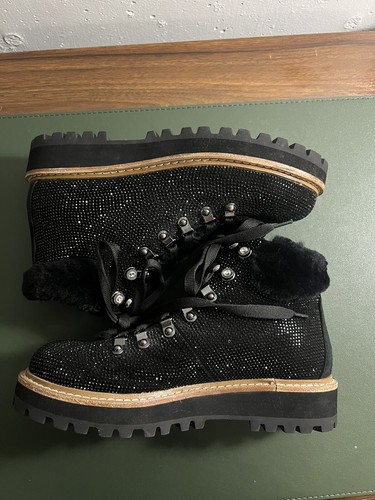 Lola Cruz Women's Black Rhinestone Ankle Boots Size 38, 8