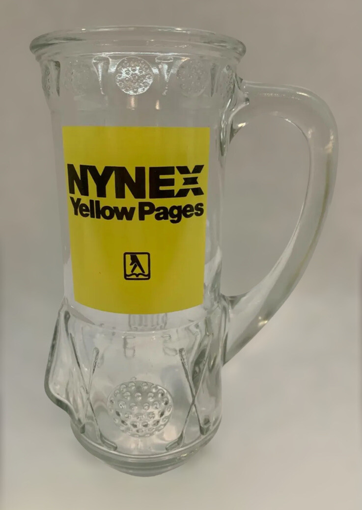 Vintage NYNEX Yellow Pages Advertising Glass Golf Club Bag Handled