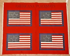 Americana Placemats Flag 4 Block Pillow / Quilt Cotton Sewing Fabric 35" X 45" H