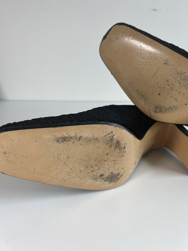 Vera Wang Black Velvet Fabric Leather Sole Slip On Mules Scroll Design Size 7.5 - Picture 9 of 12