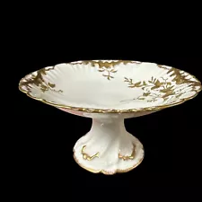 Antique Limoges PHL Gold Leaf Porcelain Compote Dish 1890–1914 5.25" x 8"