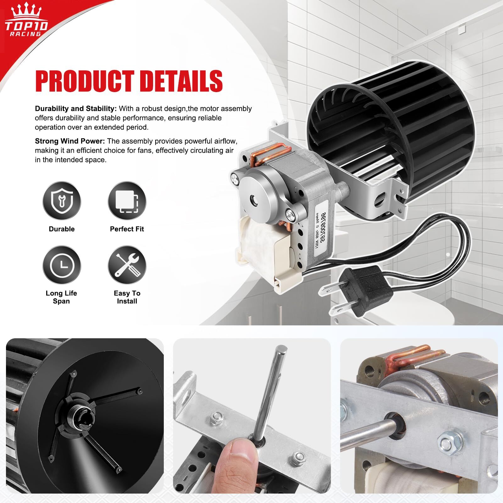 Bathroom Exhaust Fan Motor S97009796 Fan Blower Assembly Compatible ...