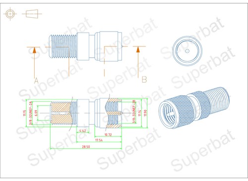 10 sztuk wtyczki mini-UHF wtyczka do gniazda typu F jack koncentryczny adapter złącze WLAN - Zdjęcie 2 z 4
