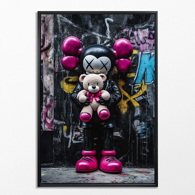 Wandbild Kaws and the Teddy Bear - Bearbrick Bear, kunst, LeinwandKunst, Pop Art