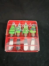 Boston Warehouse Candy Tree Spreader Set Christmas Tree Set of 4 Vintage 2004