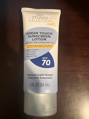 Studio Selection Spf 70 Sheer Touch Sunscreen Lotion 3Fl oz Exp. 01/2026- NEW