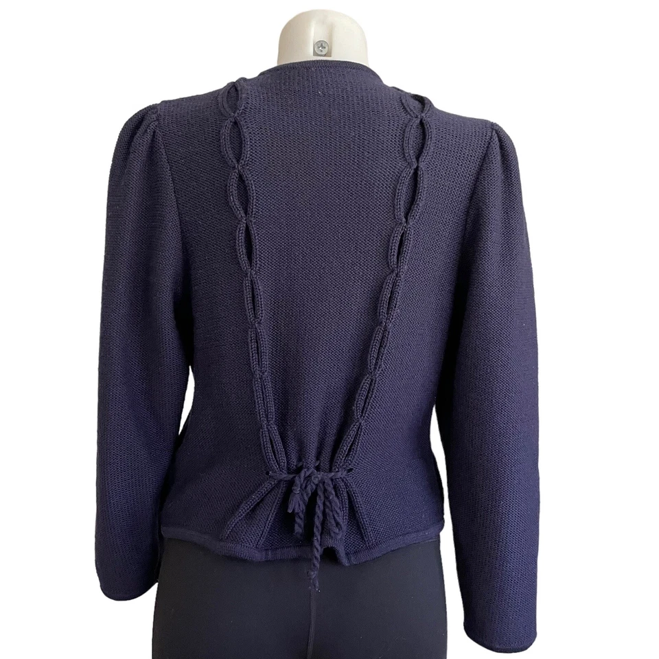 Cárdigan Blazer GEIGER Austria Azul Marino Pura Nueva Lana Tejido Manga Abullonada talla 40/M Foto 4 de 4