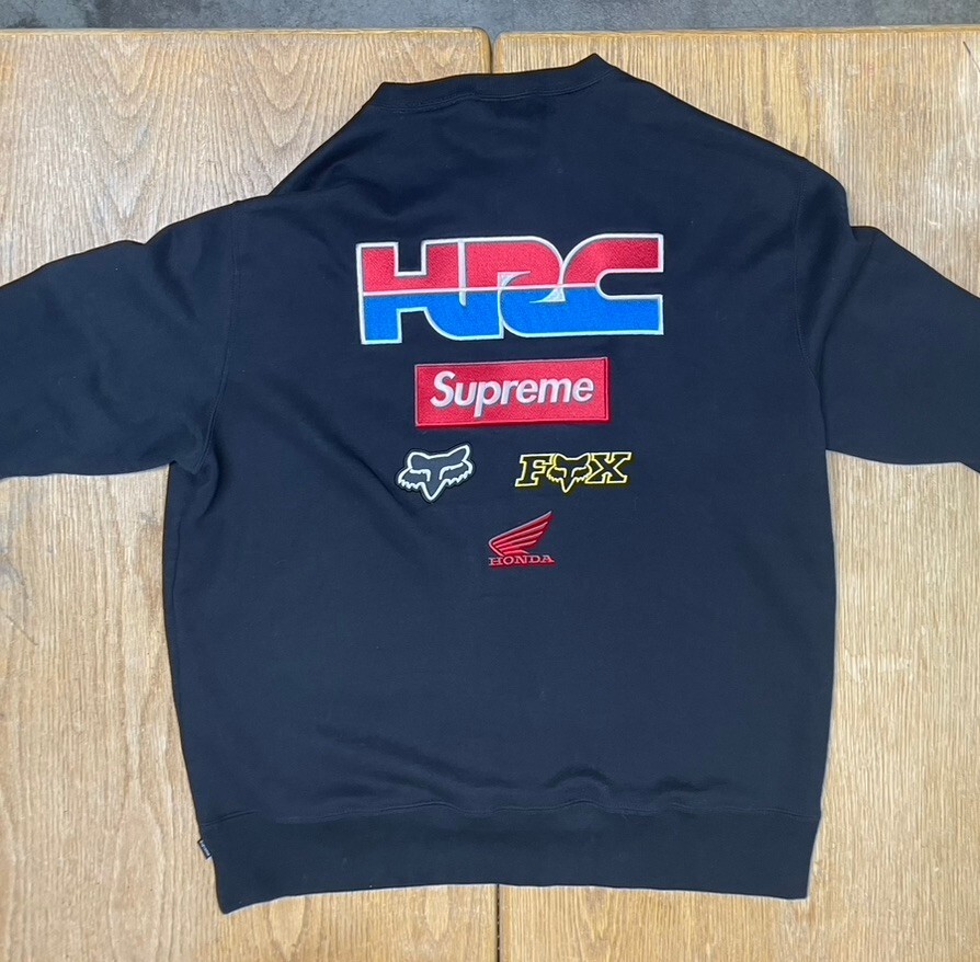 Supreme FW19 Honda Fox Racing Crewneck Black Extra Large | eBay